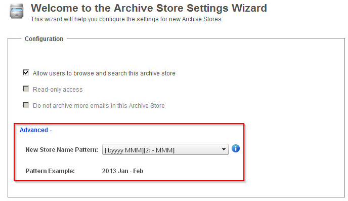 New Archive Store Settings